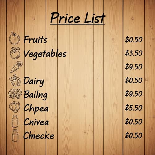 Comprehensive Price List with Fruits, Vegetables, Dairy | Organic Market