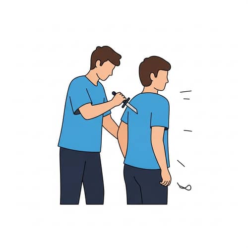 Friend Betrayal Depiction: Symbolic Backstabbing Image