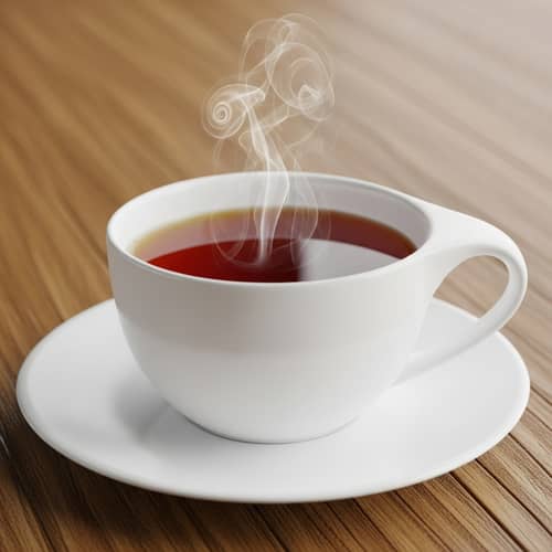 Elegant Porcelain Tea Cup on Wooden Table | Dark Amber Tea