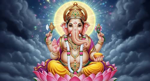 Ethereal Ganesha: Blessing Pose in Radiant Colors | 4k Image
