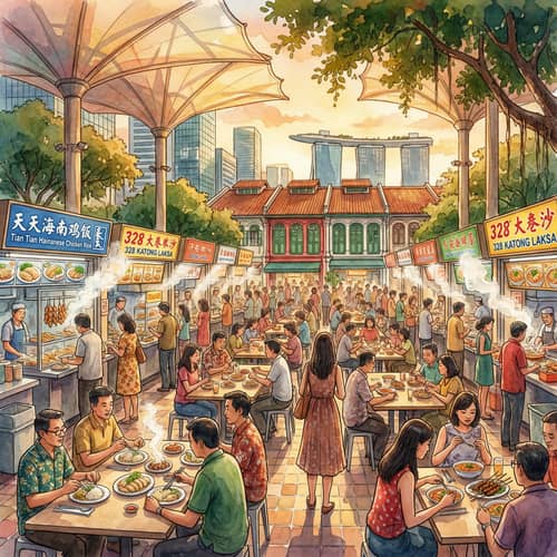 Vibrant Street Scene of Singaporean Culture Vibrant Street Scene of Singaporean Culture