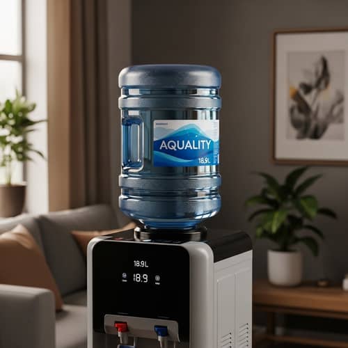 AQUALITY 18.9 Liter Water Bottle on Cooler | Home Interior Setting