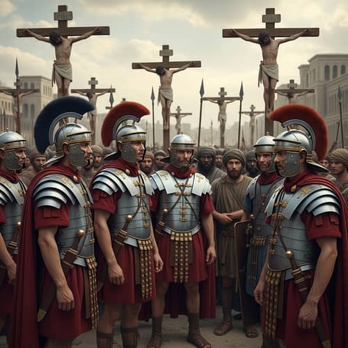Roman Soldiers & Crucified Bodies: Ancient Scene Depiction