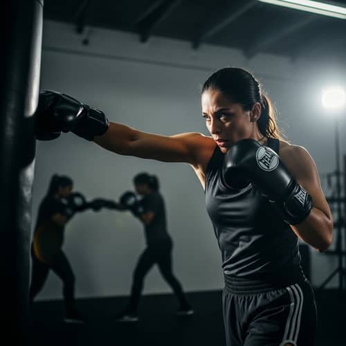 Dynamic Hispanic Female Boxer Wallpaper | Inspiring Scene