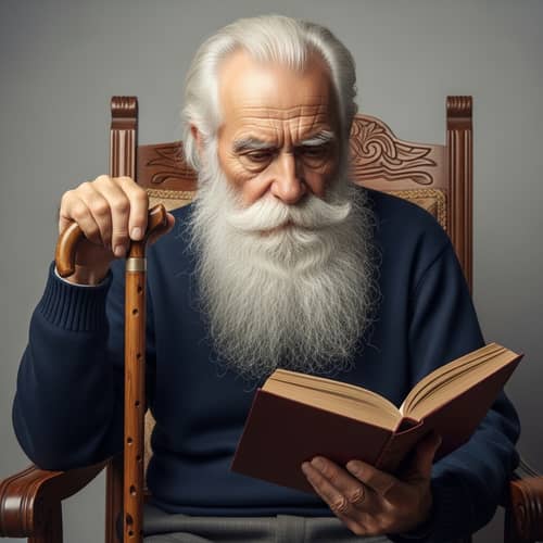 Elderly Man with Wise Eyes, Full White Beard
