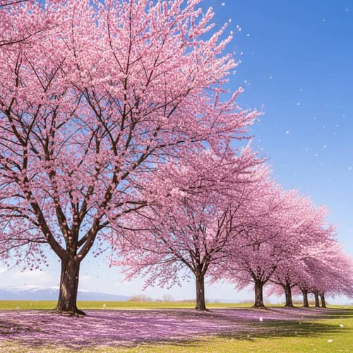 Serene Cherry Blossom Trees - Vibrant Spring Landscape