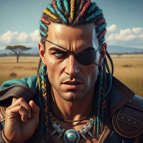 Ancient Numidian Cavalryman Portrait in Savanna | Rugged Male Ranger