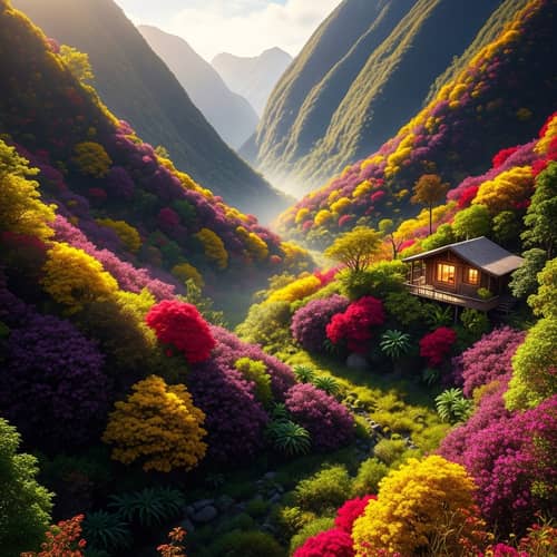 Colorful Paradise in Lush Valleys | Dreamlike Home Amid Nature