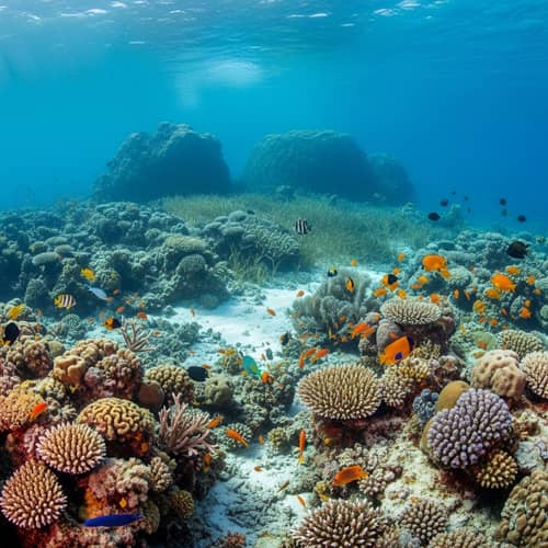 Realistic Underwater Landscape with Caribbean Coral Reefs