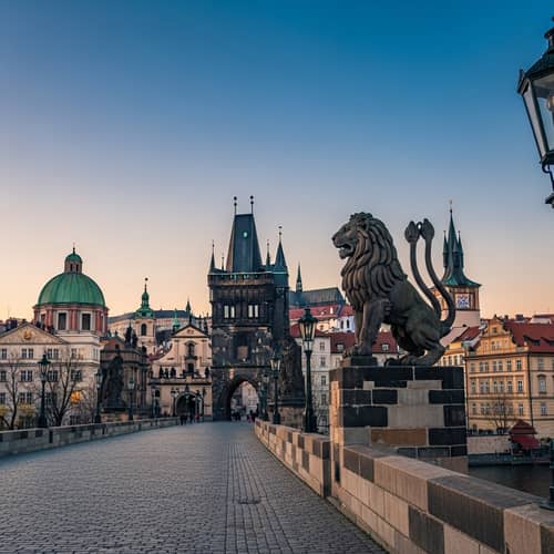 Majestic Lion on Charles Bridge in Prague