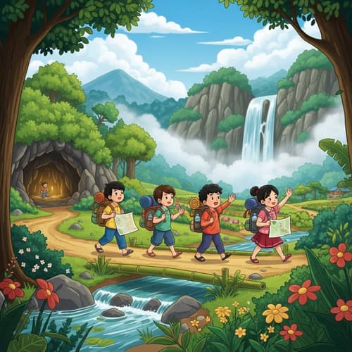 Exploring the Mysterious Forest: An Adventurous Journey of Four Friends