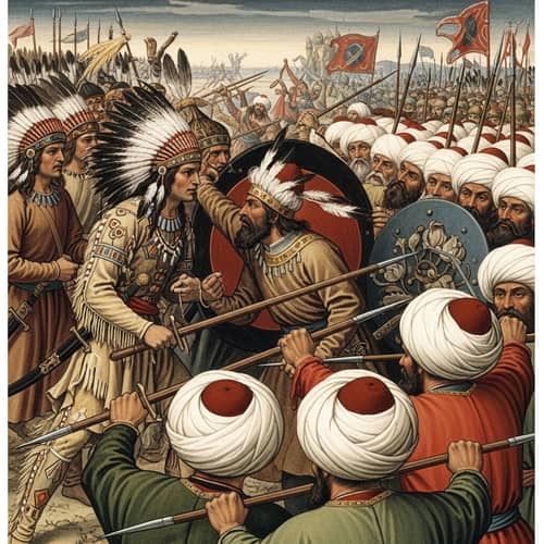 Seminole vs Ottoman Army Battle Painting 15th Century