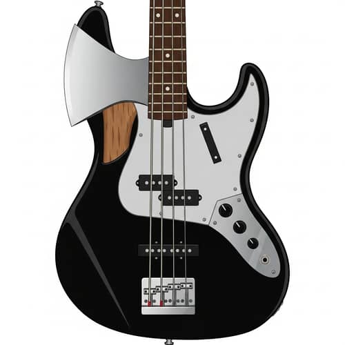 Unique Bass Guitar with Ax Blade Handle - Musical Instrument Design