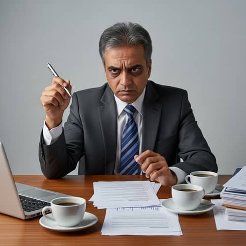 Stressed South Asian Man in Office Environment