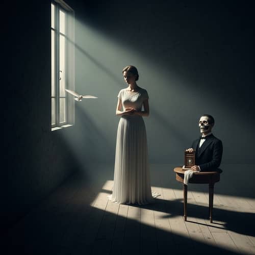 Surrealistic Depiction of Denial of Death - Gothic Style Artwork