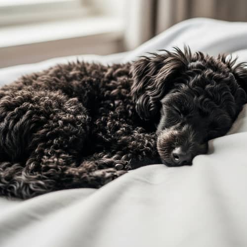 Tranquil Black Toy Poodle Dreaming - Peaceful Image