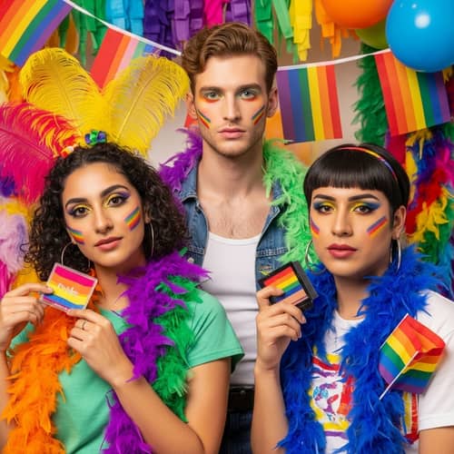 Diverse Pride Month Beauty Photoshoot with Vibrant Models