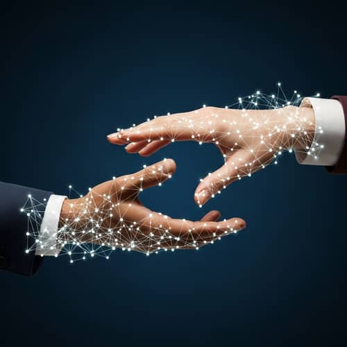 Invisible Hands of Trust: Surreal Artwork Symbolizing Collaboration