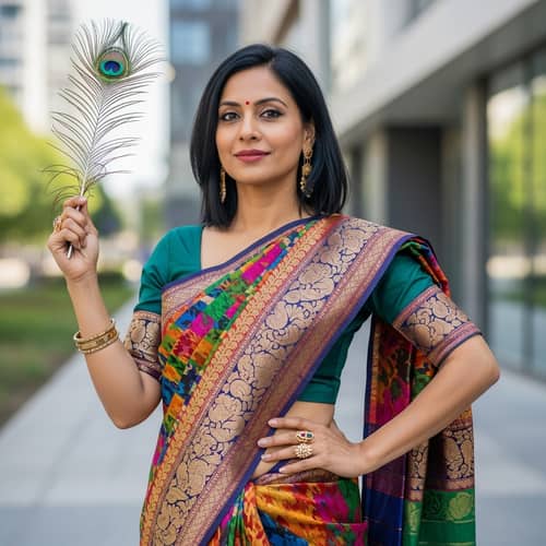 Stylish South Asian Woman in Traditional Saree | Modern Elegance