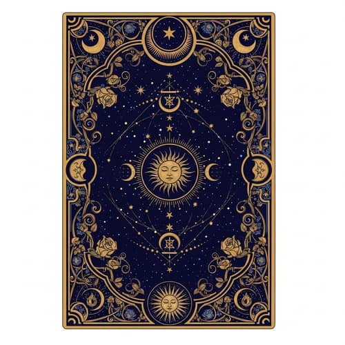Ornate Tarot Card Frame Design with Celestial Motifs