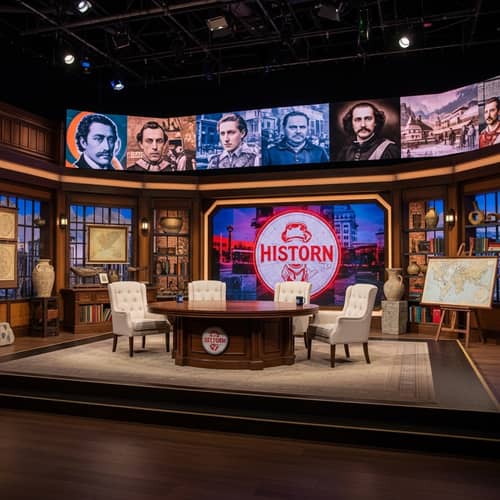 Historical Talk Show Studio: Ancient Artifacts, Maps & More