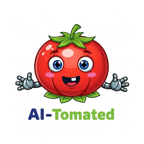 AI-Tomated Logo: Cheerful Tomato Robot Design