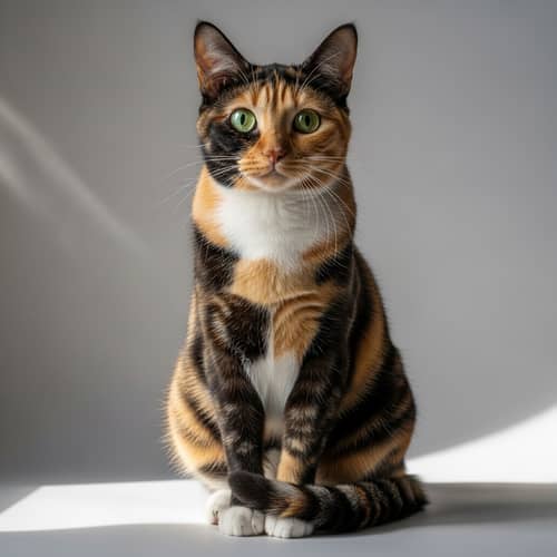 Beautiful Tortoiseshell Cat with Striking Green Eyes