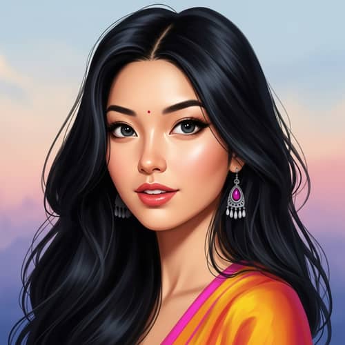 Beautiful South Asian Woman with Almond-Shaped Eyes