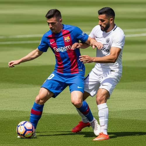 Intense Soccer Moment: Messi Taking on Cristiano