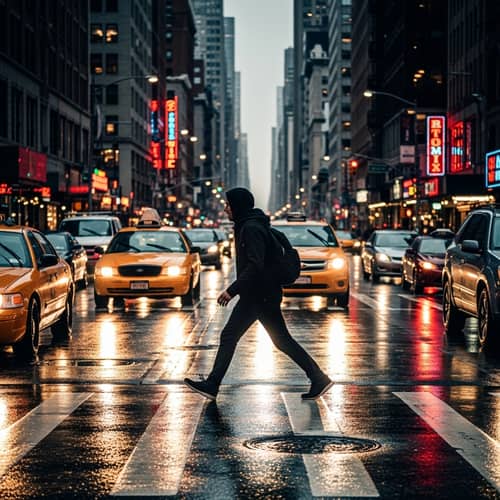Daring Pedestrian Crossing | City Traffic Scene