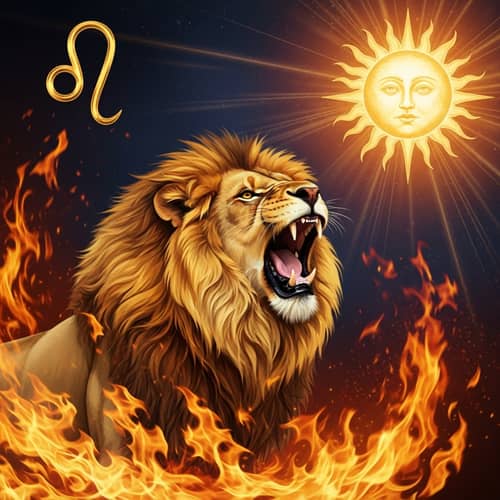 Majestic Leo Symbolism: Roaring Lion & Celestial Fire