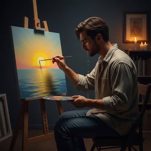 Captivating Sunrise Painting: Sadness & Joy Theme