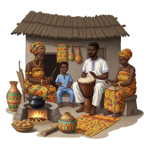 Traditional Ghanaian Family Scene: Rich Cultural Heritage