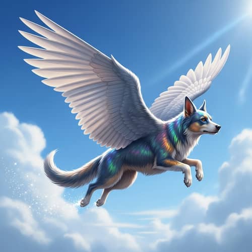 Magical Flying Dog Soaring Through the Skies