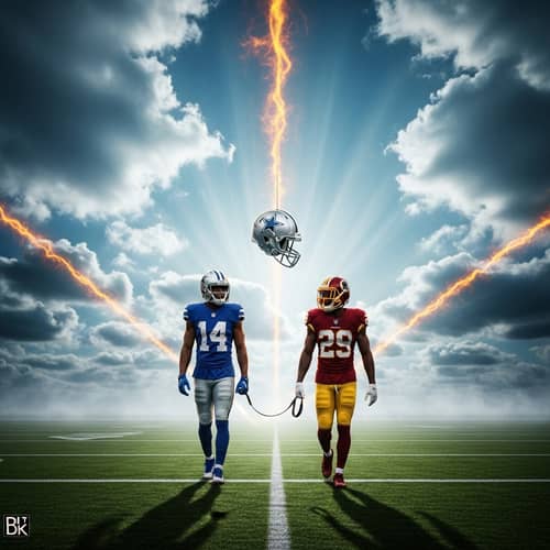8K American Football Player in Royal Blue and Silver Uniform