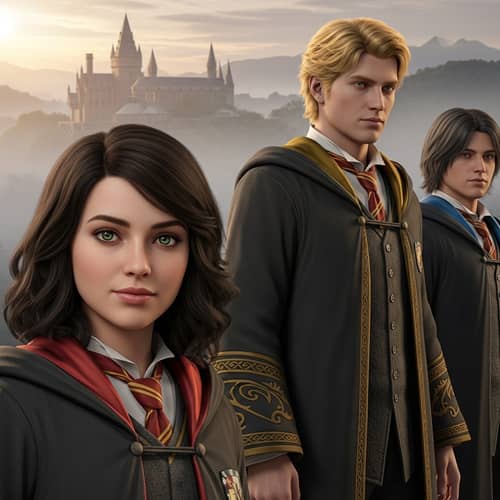 Magical Teenage Girl in Gryffindor Uniform | Realistic Hogwarts Scene
