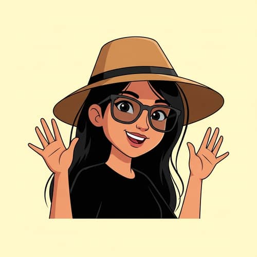 Hispanic Girl Cartoon Character Illustration - Playful Expression