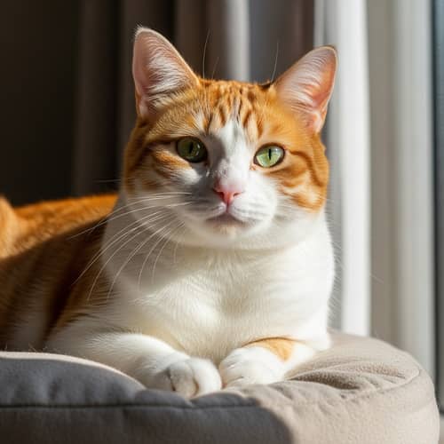 Beautiful Domestic Cat with Soft, Shiny Fur | Enchanting Orange and White Feline