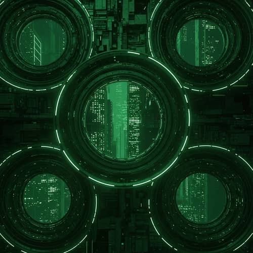 Mesmerizing Dark Green Abstract Composition | Futuristic City Skyline