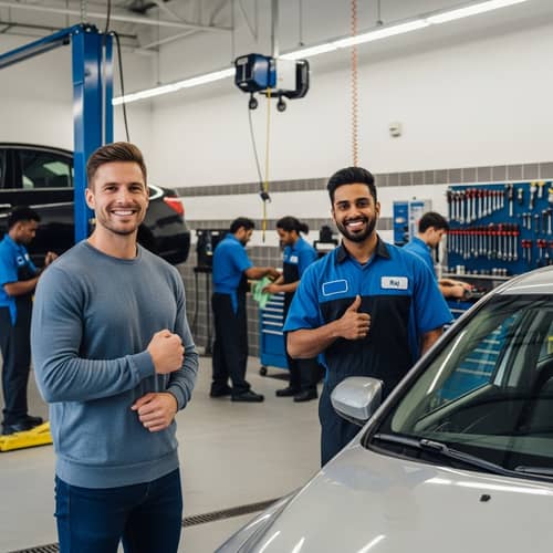 Happy Car Owner at Quality Service Center | Car Service Specialists