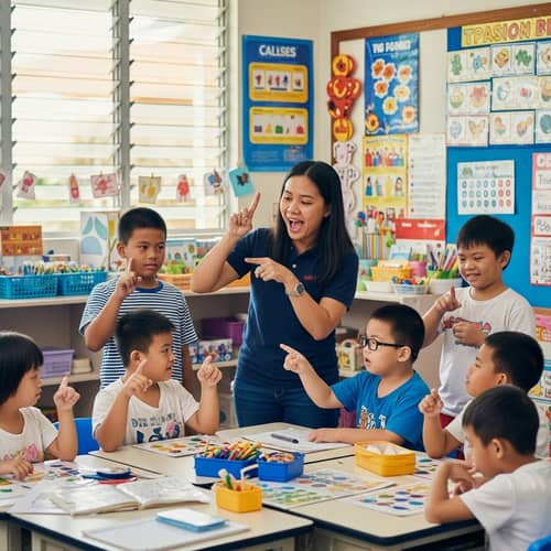 Filipina Special Education Teacher Engaging Students with Disabilities
