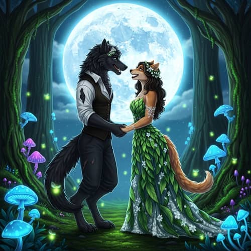 Whimsical Werewolf Wedding Portrait | Fantasy-Inspired Art