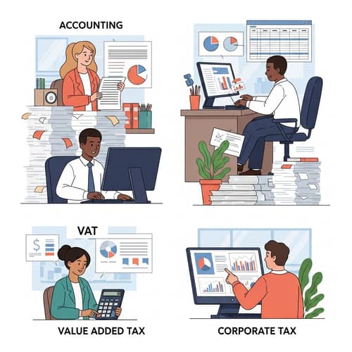 Diverse Accounting & Tax Professionals at Work | Corporate Scene