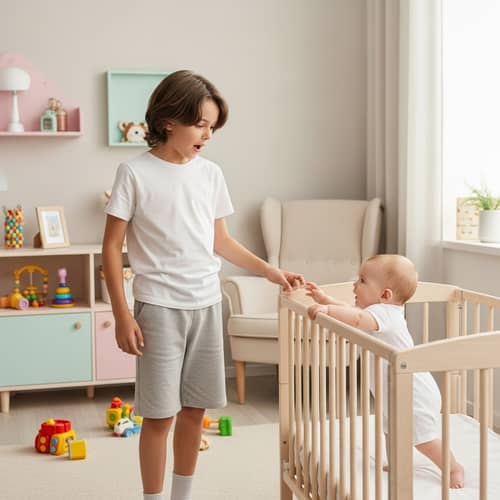 Curious 12-Year-Old Encounters Baby in Nursery Room