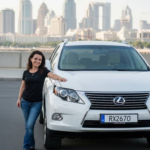 Brunette Actress and Lexus RX570: Urban Sophistication and Elegance
