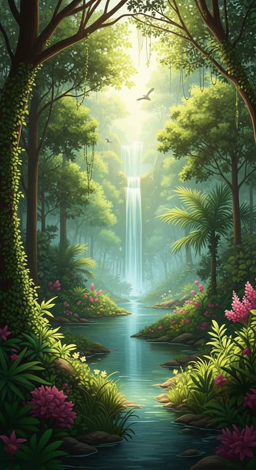 Vibrant Jungle Oasis | Ethereal Paradise with Lush Greenery