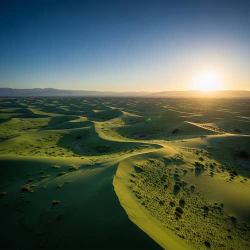 Vibrant Green Desert at Sunrise | Unique Landscape View
