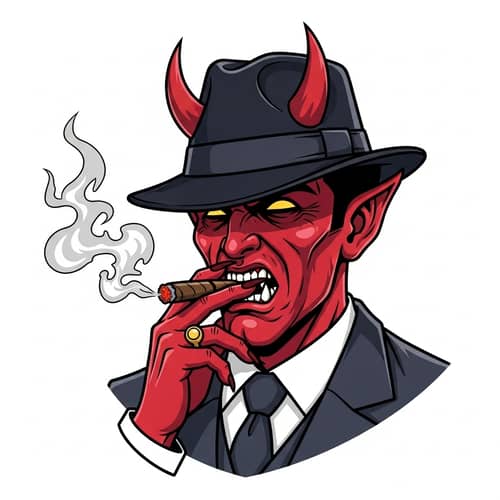 Menacing Devil Gangster Smoking - Mythological Character Design