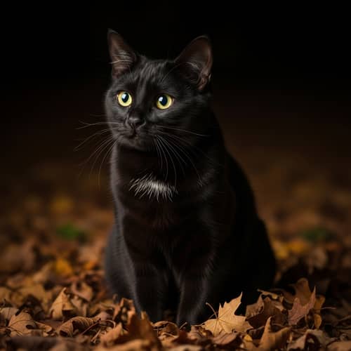 Mysterious Black Cat in Moonlight