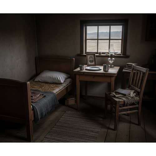 Mid-20th Century Modest Bedroom: Atmosphere of Difficult Times
